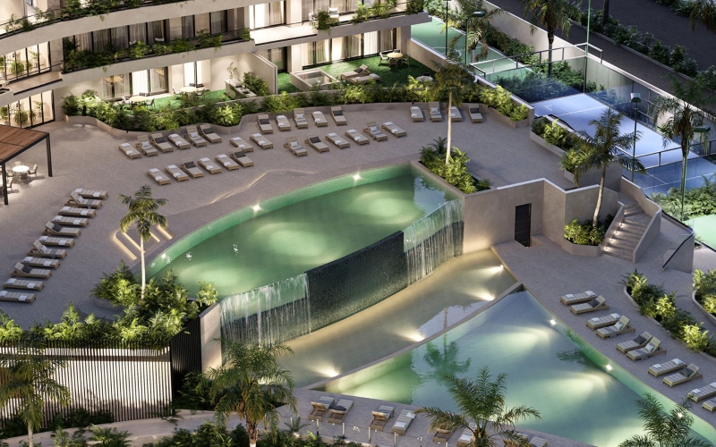 Condominio de lujo con vistas al mar y la marina, en Puerto Canc&uacute;n.