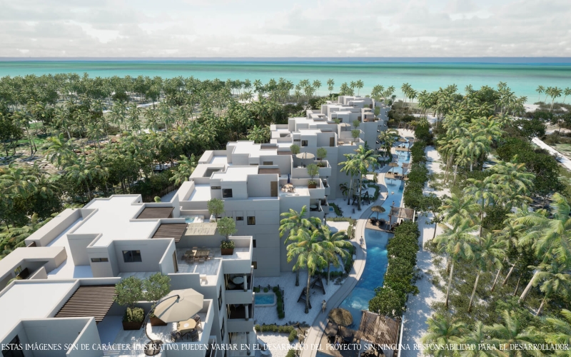 Departamento con jard&iacute;n, terraza, alberca sauna y jacuzzi, venta, Playacar, Playa del Carmen.