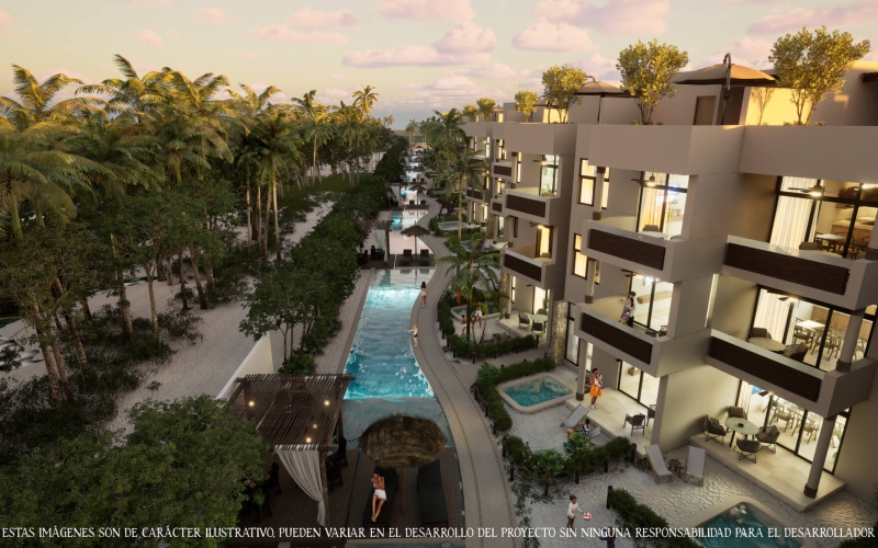 Departamento con alberca, beach club y casa Club en venta, San Benito, Merida.