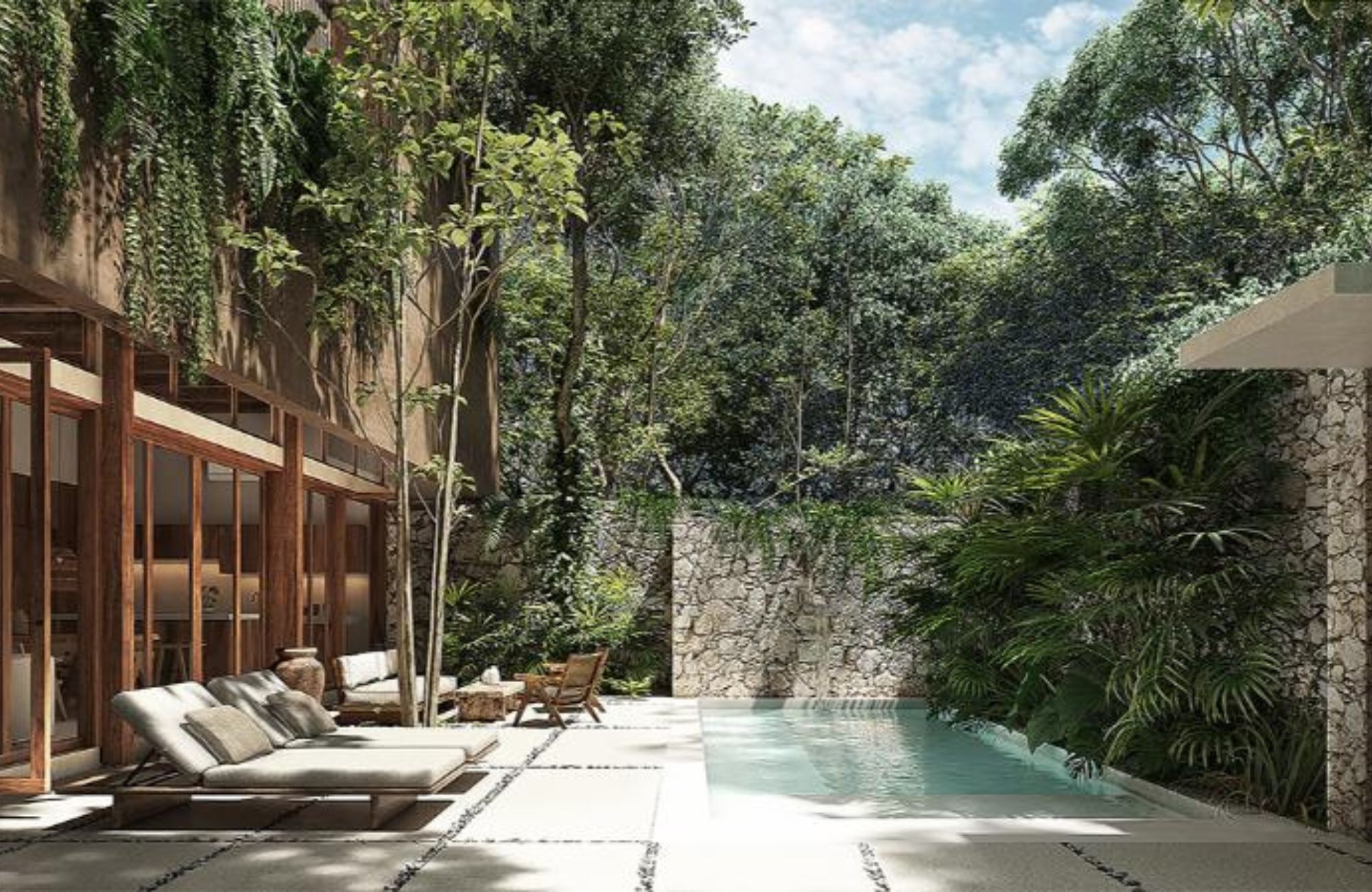 Villa de 4 recamaras, alberca privada, acabados de lujo, cuarto en planta baja, pre-construccion en venta aldea Zama, Tulum.