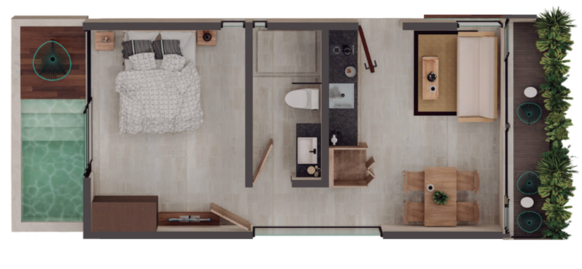 Apartment with private pool, lock-off, pre-construction, Region 15, Tulum.