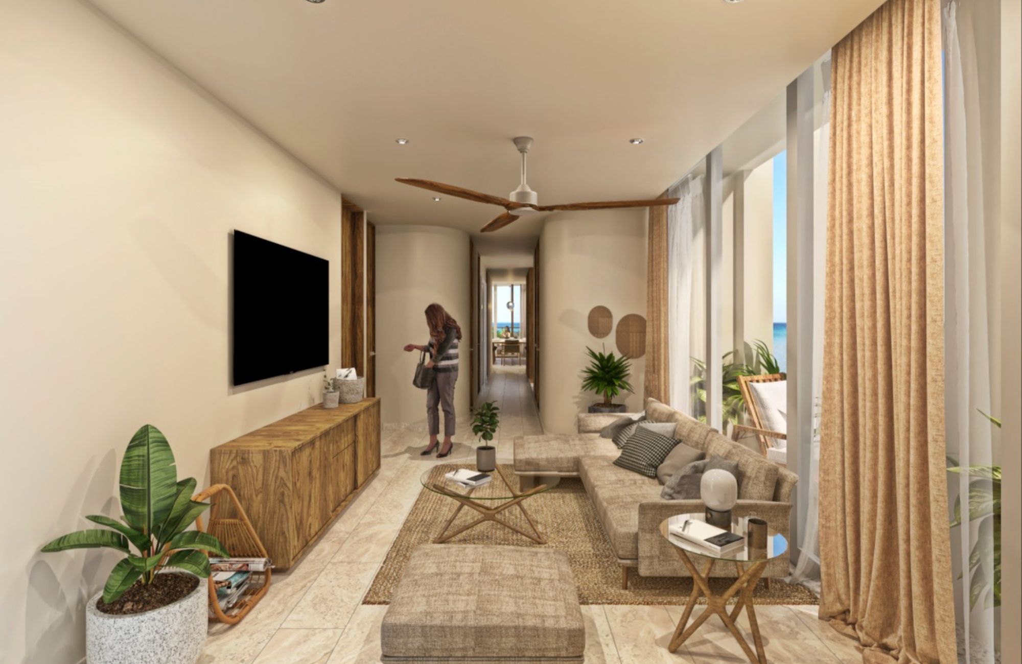 Condo with a pool by the sea and terrace, for sale in San Crisanto, Yucatan.