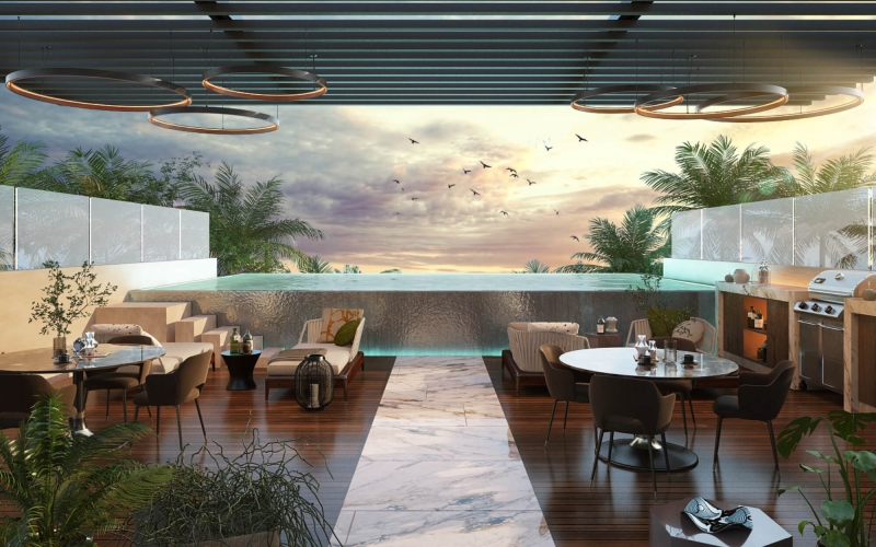 Apartment with private pool, gym, spa area, pre-construction, sale,  downtown area, Playa del Carmen.