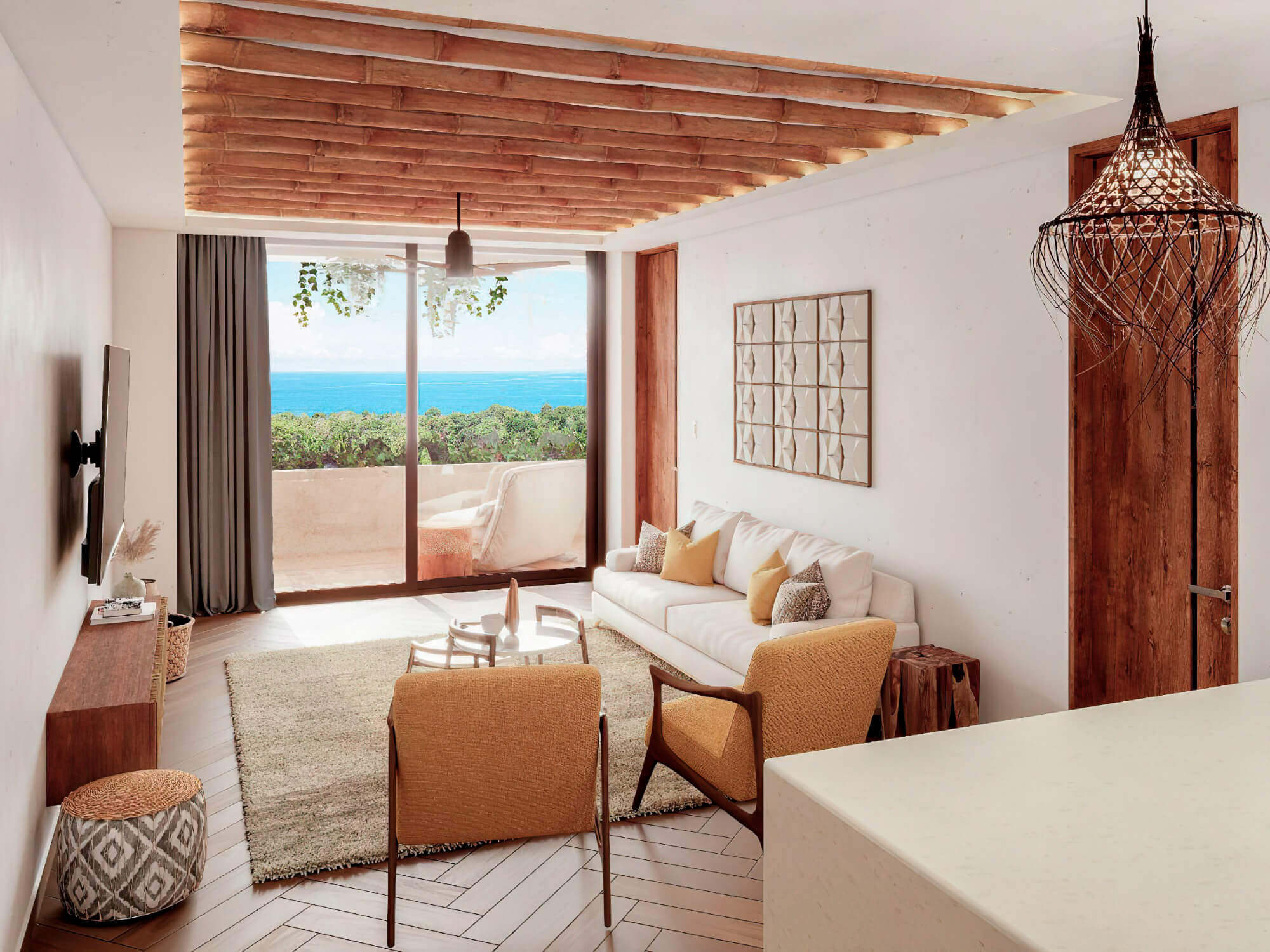 Luxurious and spacious apartment with amenities and a poolside bar in Aldea Zam&aacute;.