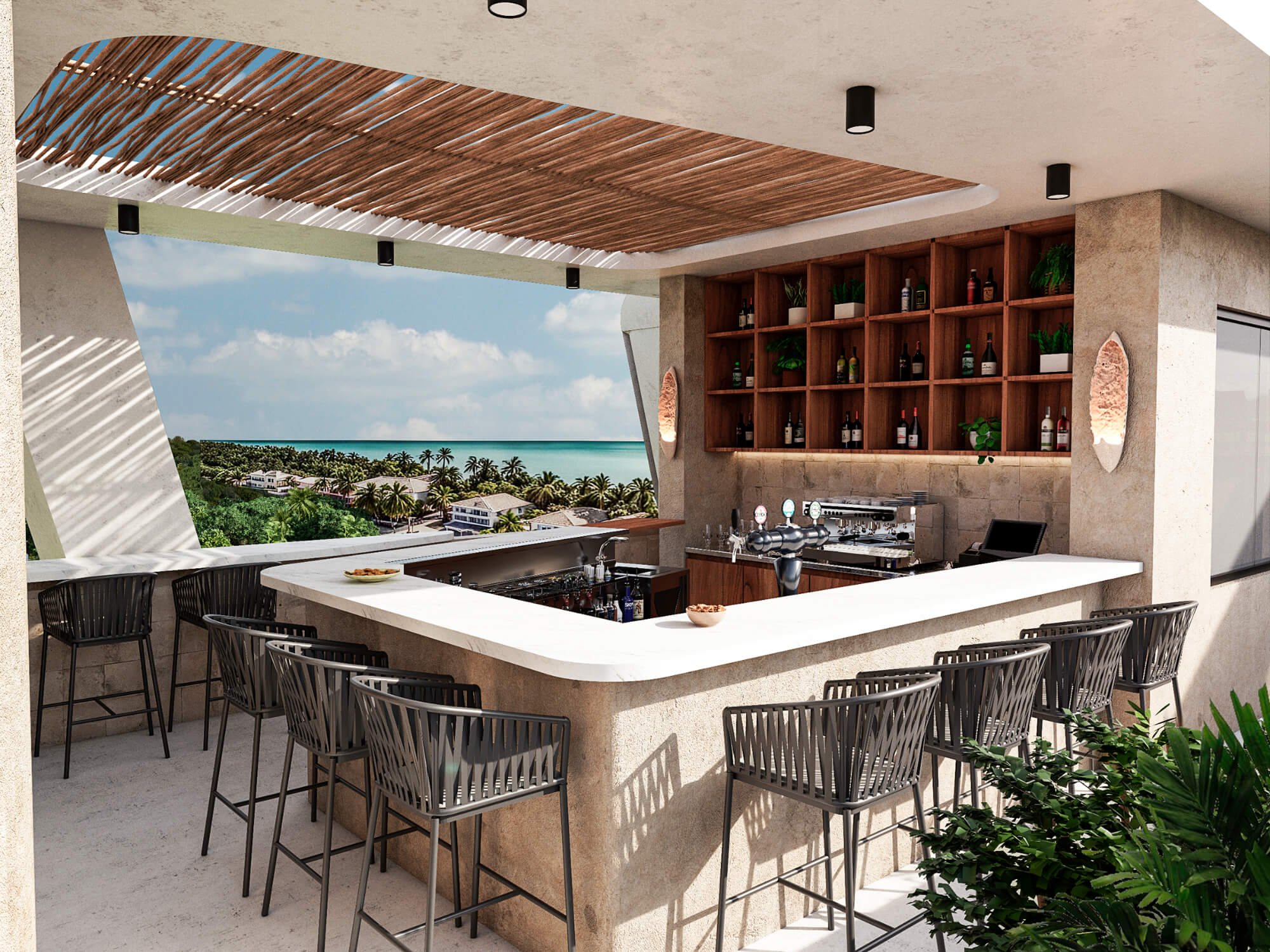 Luxurious and spacious apartment with amenities and a poolside bar in Aldea Zam&aacute;.