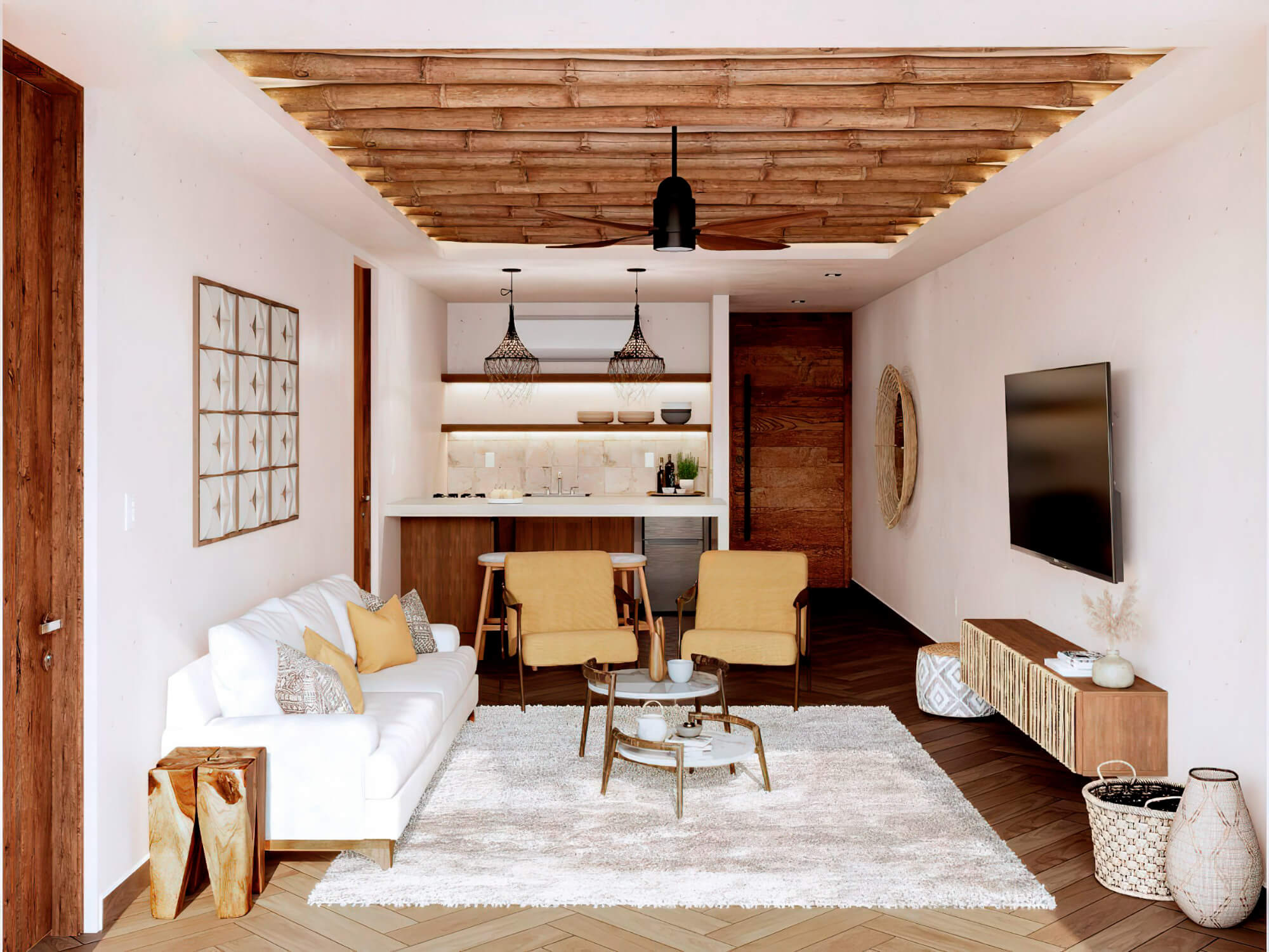 Luxurious and spacious apartment with amenities and a poolside bar in Aldea Zam&aacute;.