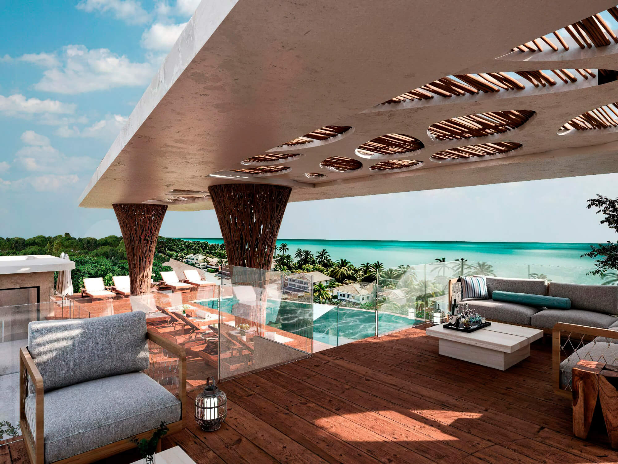 Condominium near the sea, lock off system, sky pool, coworking, pre-construction, for sale Tankah, Tulum.