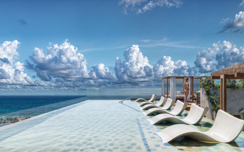 Apartment with ocean view pool, for sale, Colosio zone, Playa del Carmen, Quintana Roo, Mexico.