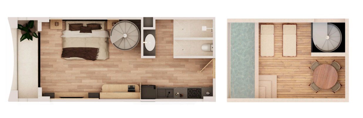 Apartment with terrace, golf course view, for sale in Playa del Carmen.