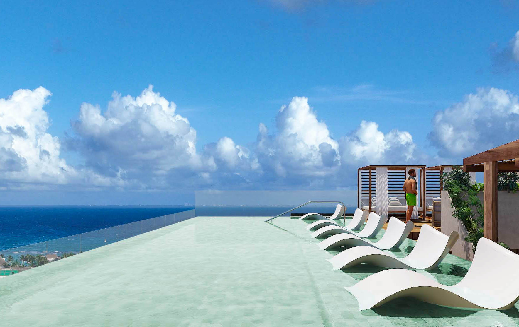 Condo steps from Fifth Avenue and the beach, rooftop, for sale Playa del Carmen.