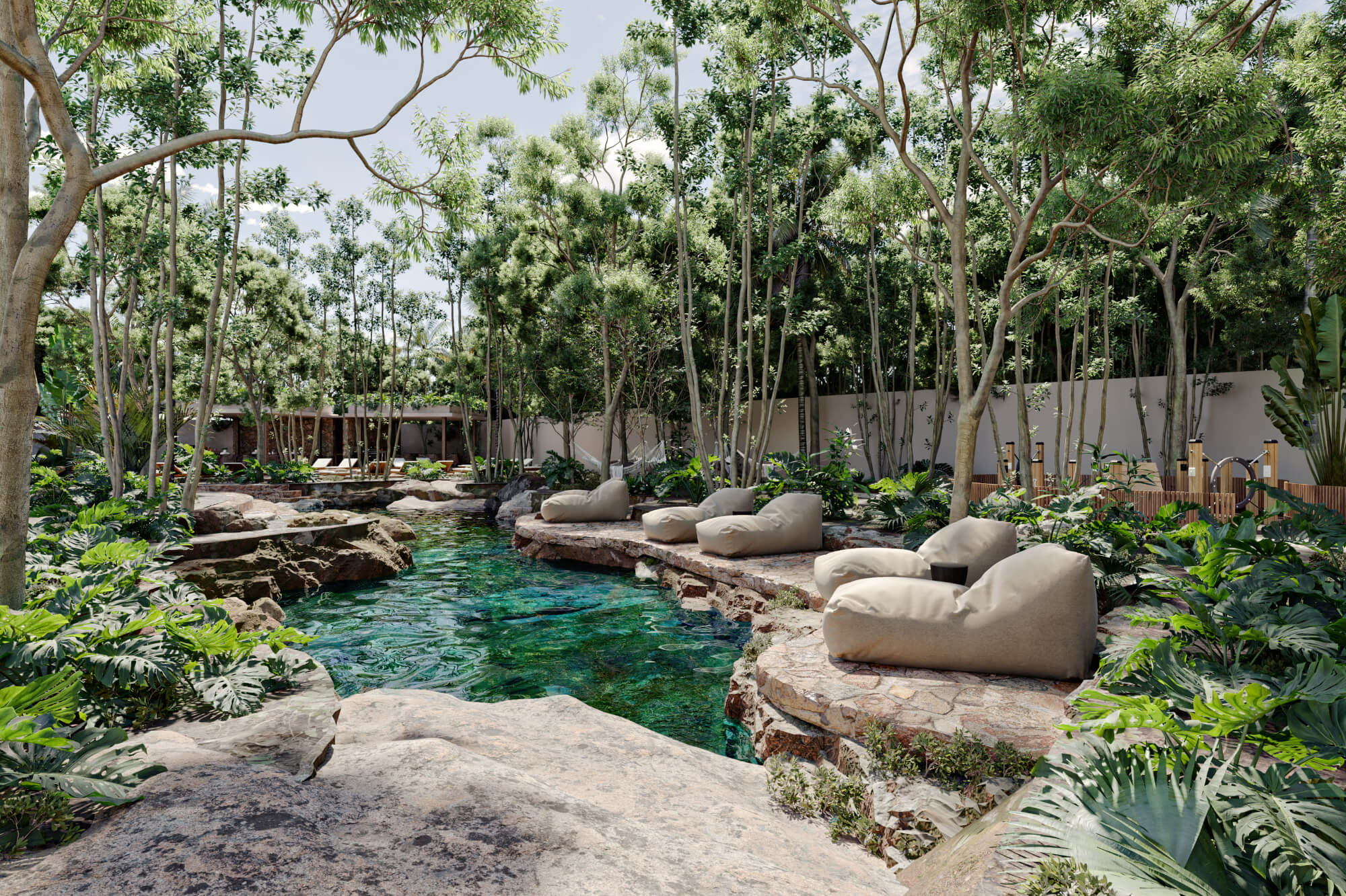 Condo with art walk, shopping area, open air cinema, hotel amenities, in Tulum, sale.