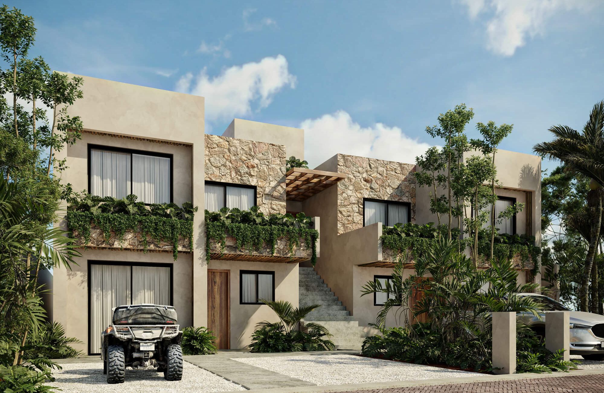 Condo with art walk, shopping area, open air cinema, hotel amenities, in Tulum, sale.