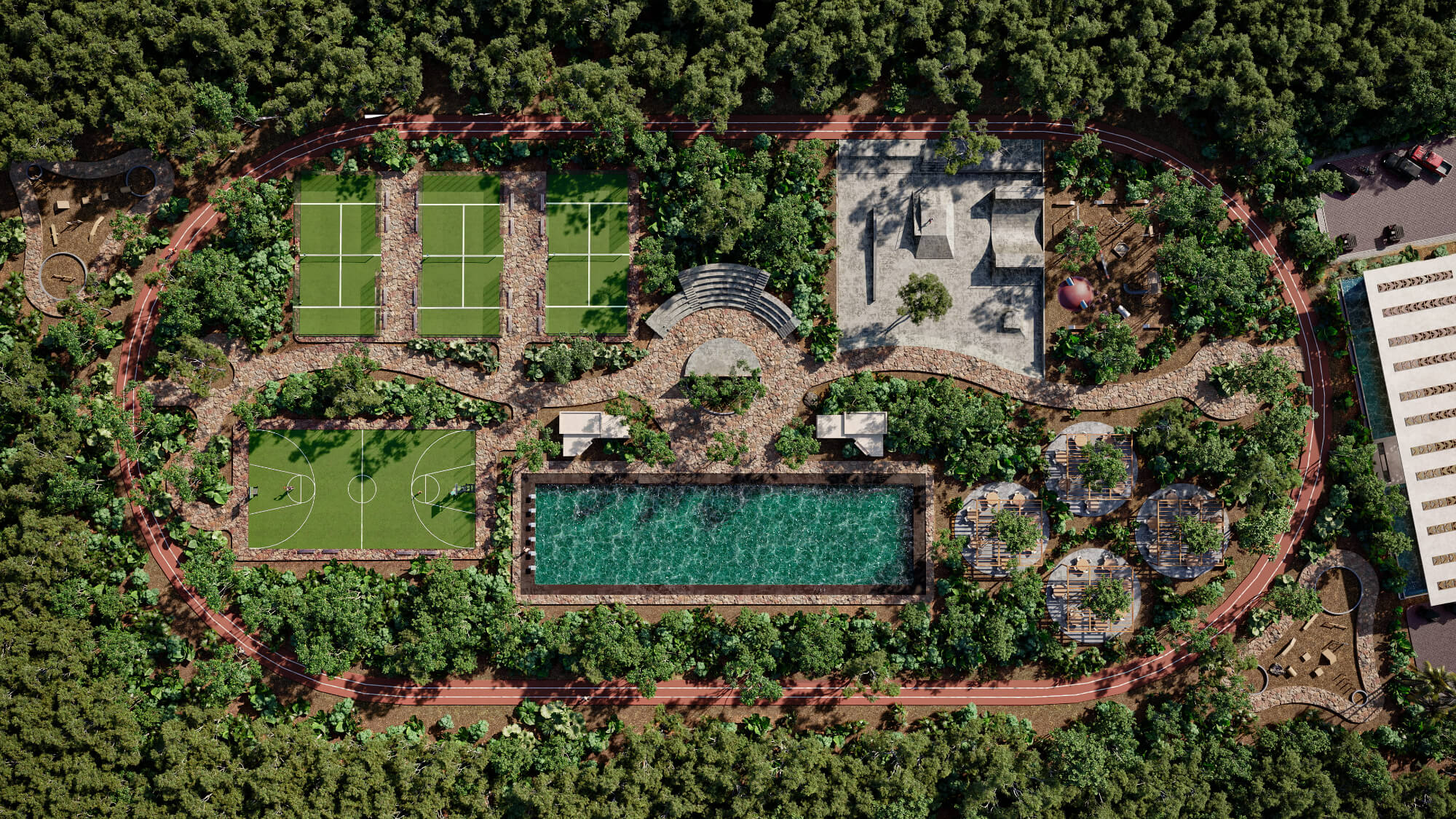 Condo with art walk, shopping area, open air cinema, hotel amenities, in Tulum, sale.