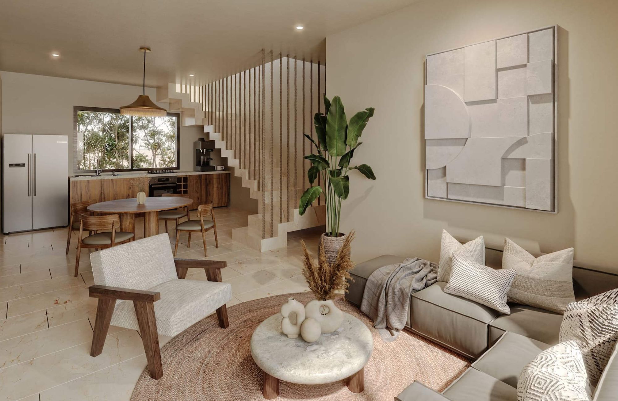 Condo with art walk, shopping area, open air cinema, hotel amenities, in Tulum, sale.