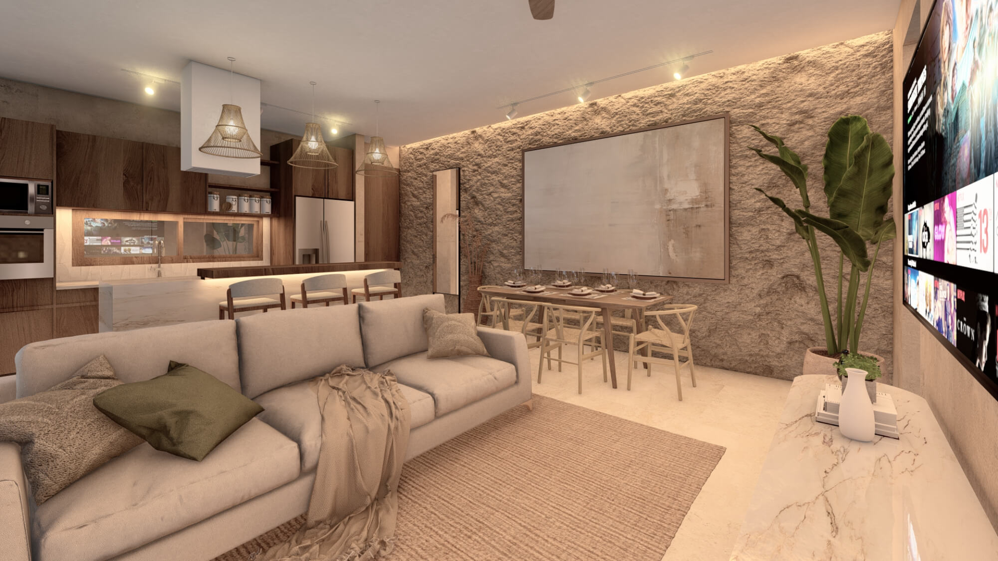 Apartment with lock off, terrace, cellar and laundry room, overlooking the forest, spa, sports courts, pool, jacuzzi, children&amp;#39;s club, in Cu