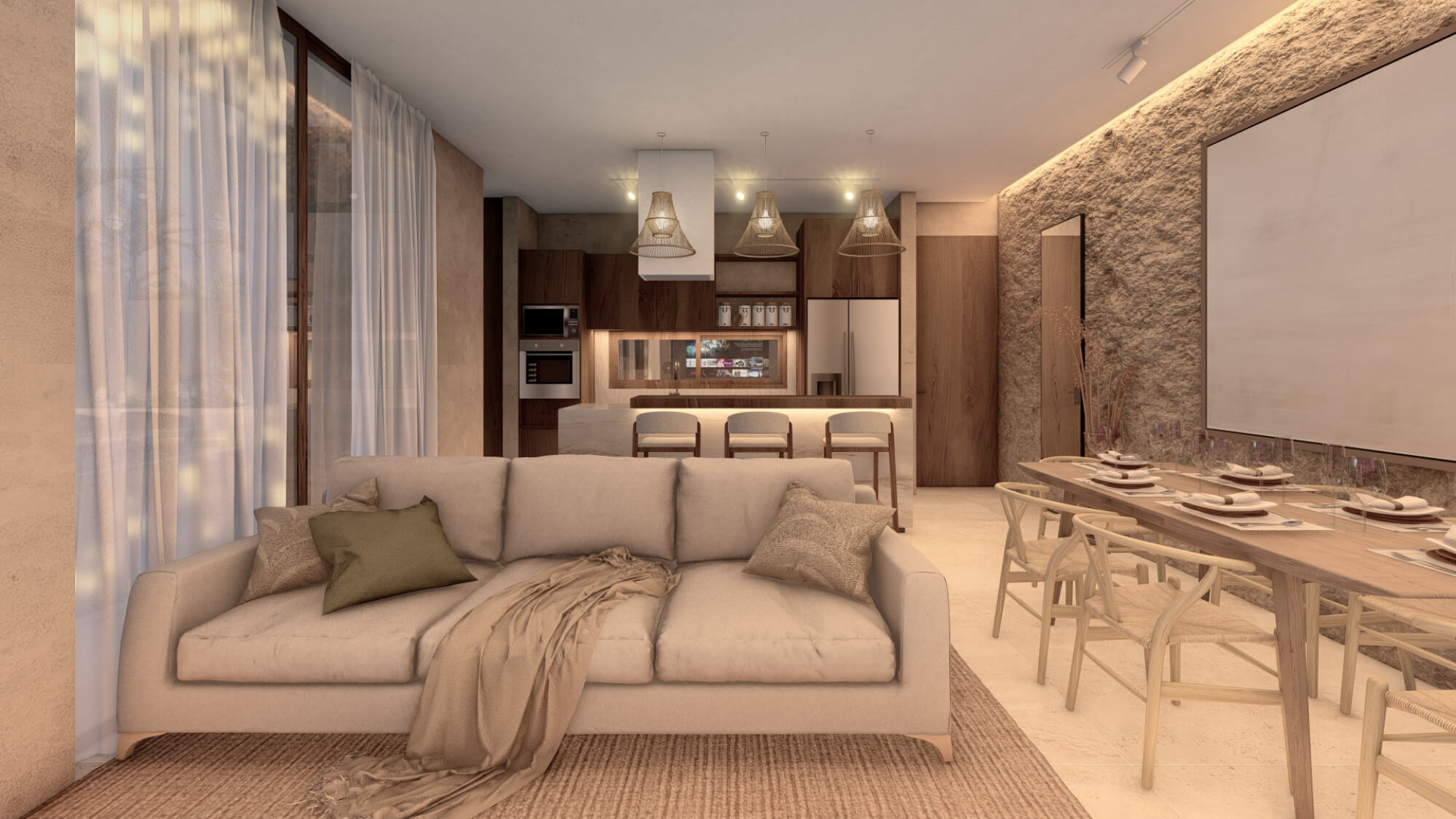 Apartment with lock off, terrace, cellar and laundry room, overlooking the forest, spa, sports courts, pool, jacuzzi, children&amp;#39;s club, in Cu