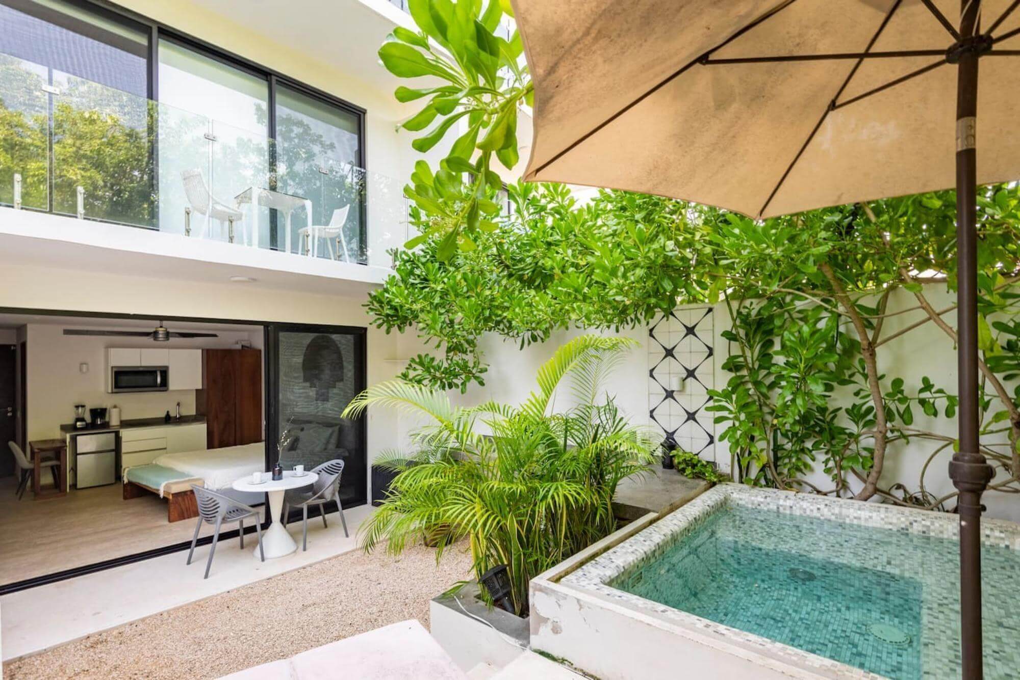 Condo with private pool, wraparound terrace, saline pool, coworking, Bio-Architecture, zen garden, solar panels, pre-construction, sale Regi