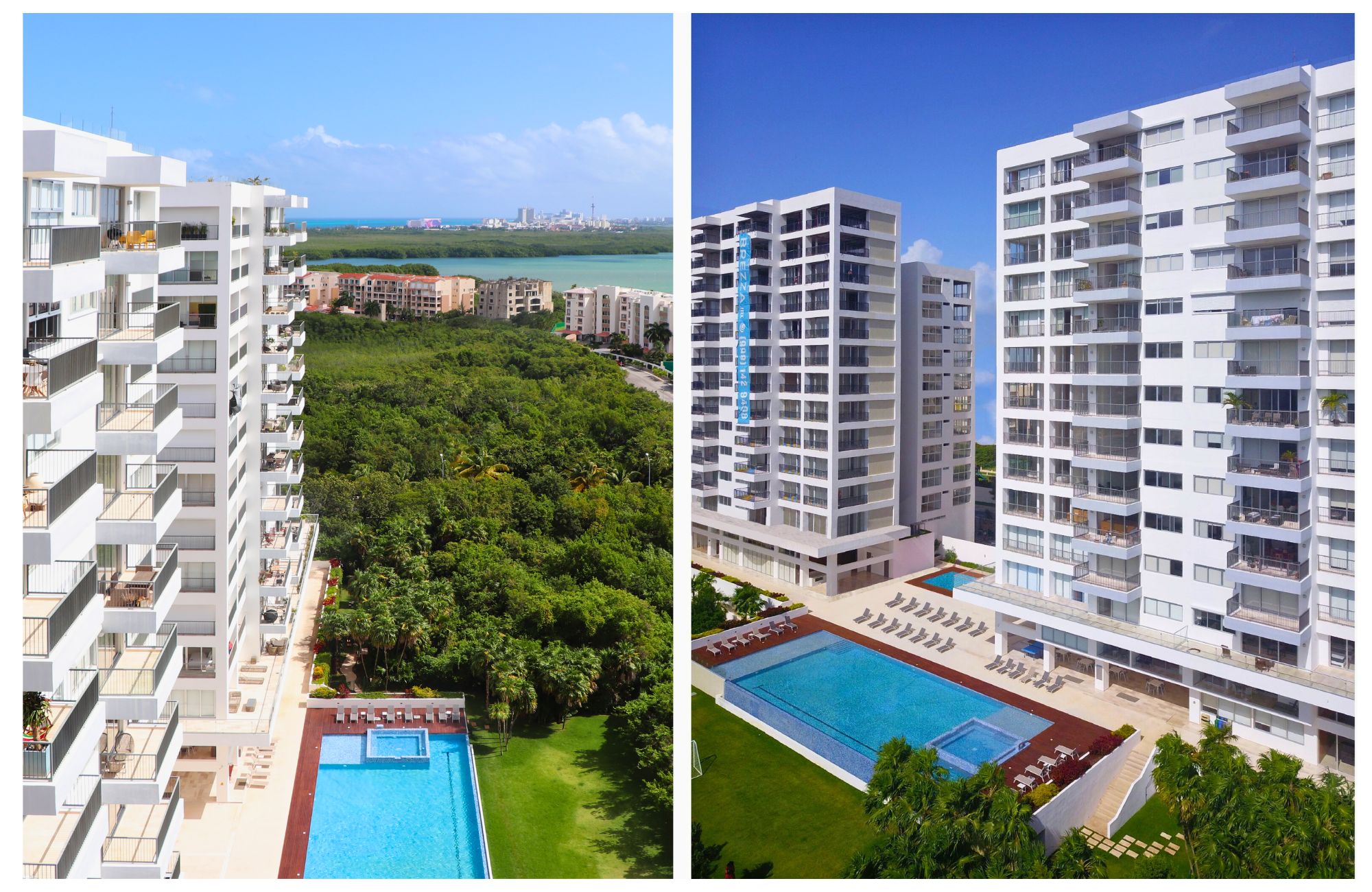 Apartment with pool overlooking the lagoon, jacuzzi, cinema for sale Cancun.