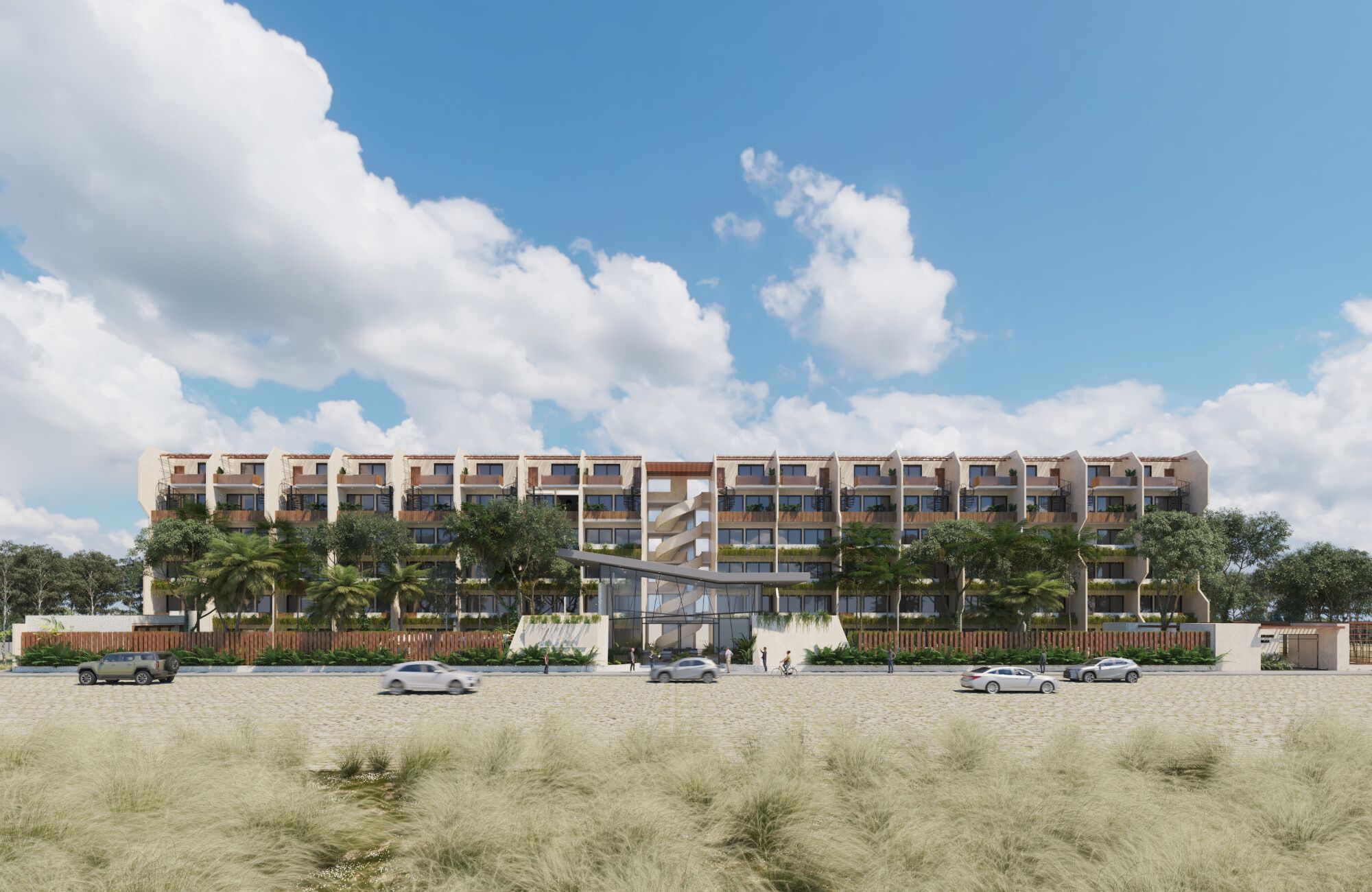 1 bedroom Penthouse with art walk, Boho style commercial area, green areas, 5 star hotel services in Tulum, sale.