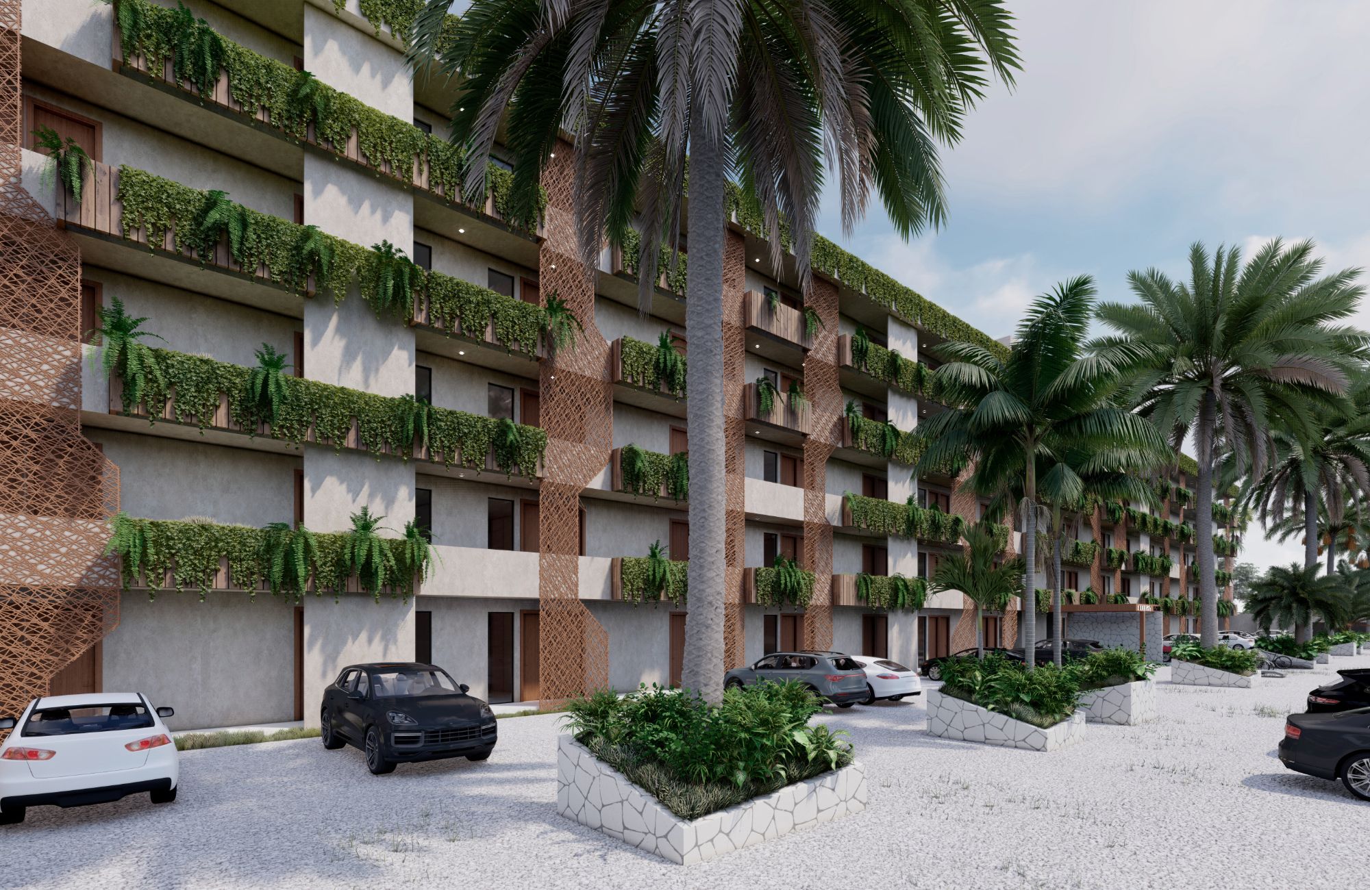 1 bedroom Penthouse with art walk, Boho style commercial area, green areas, 5 star hotel services in Tulum, sale.