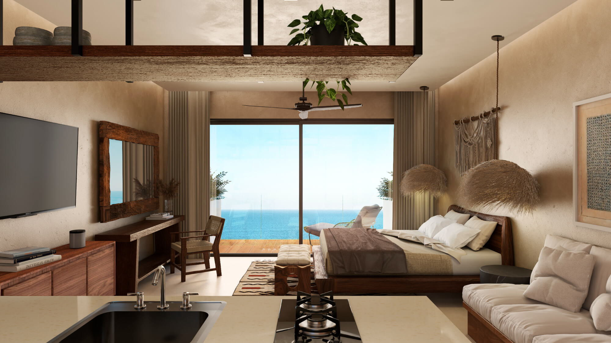 Estudio con vista al mar, quinto piso,&nbsp; en venta, Frente al mar, Puerto Morelos