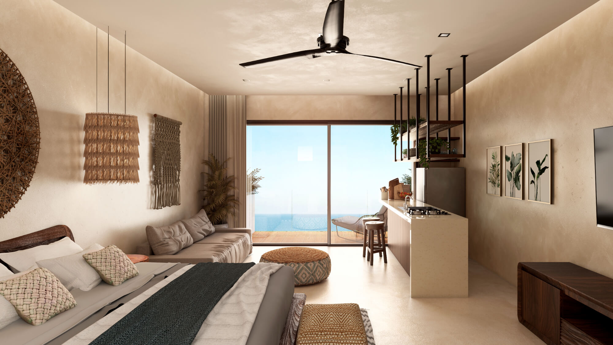 Estudio con vista al mar, quinto piso,&nbsp; en venta, Frente al mar, Puerto Morelos