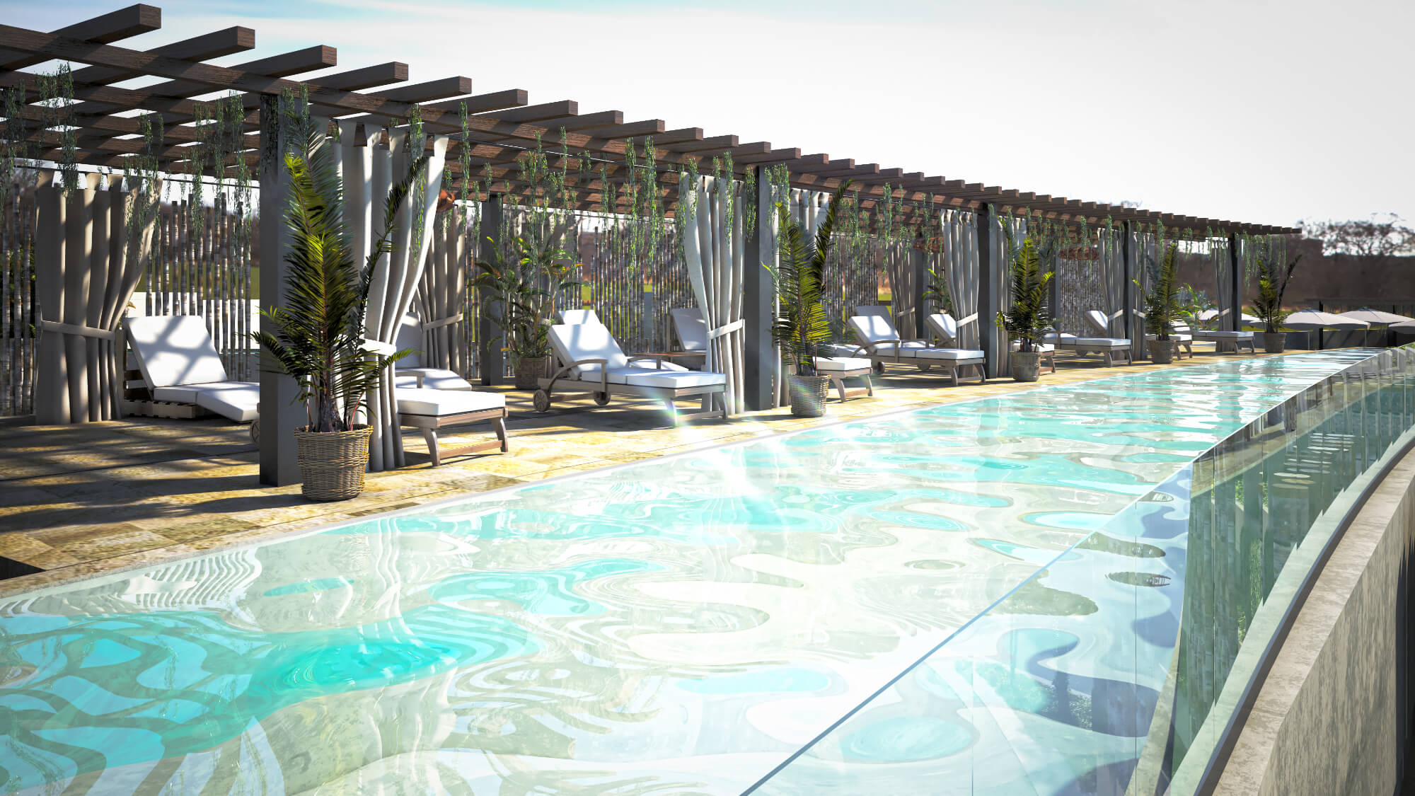 Condo with garden, pool and sports center.