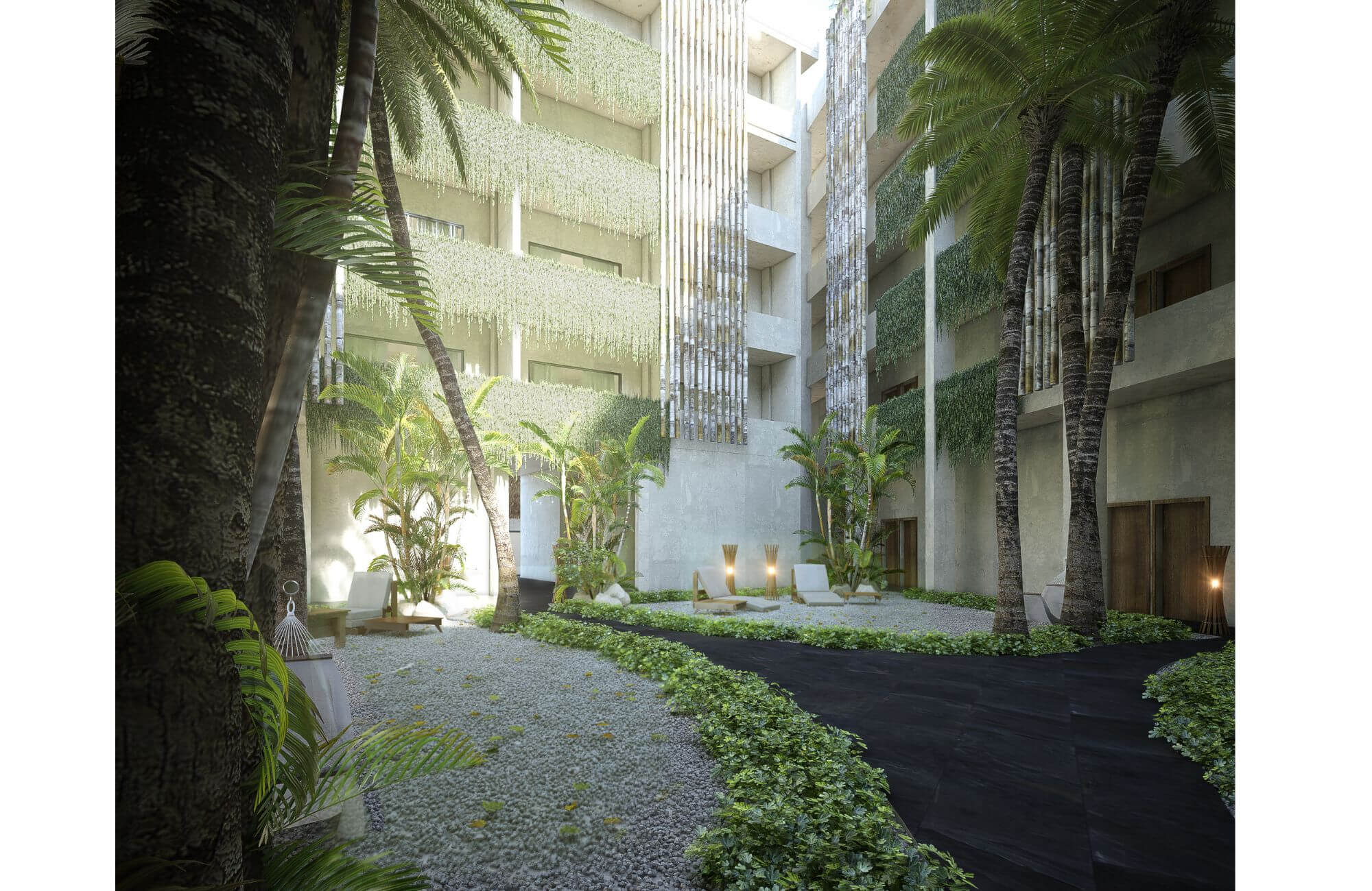 Condo with garden, pool and sports center.