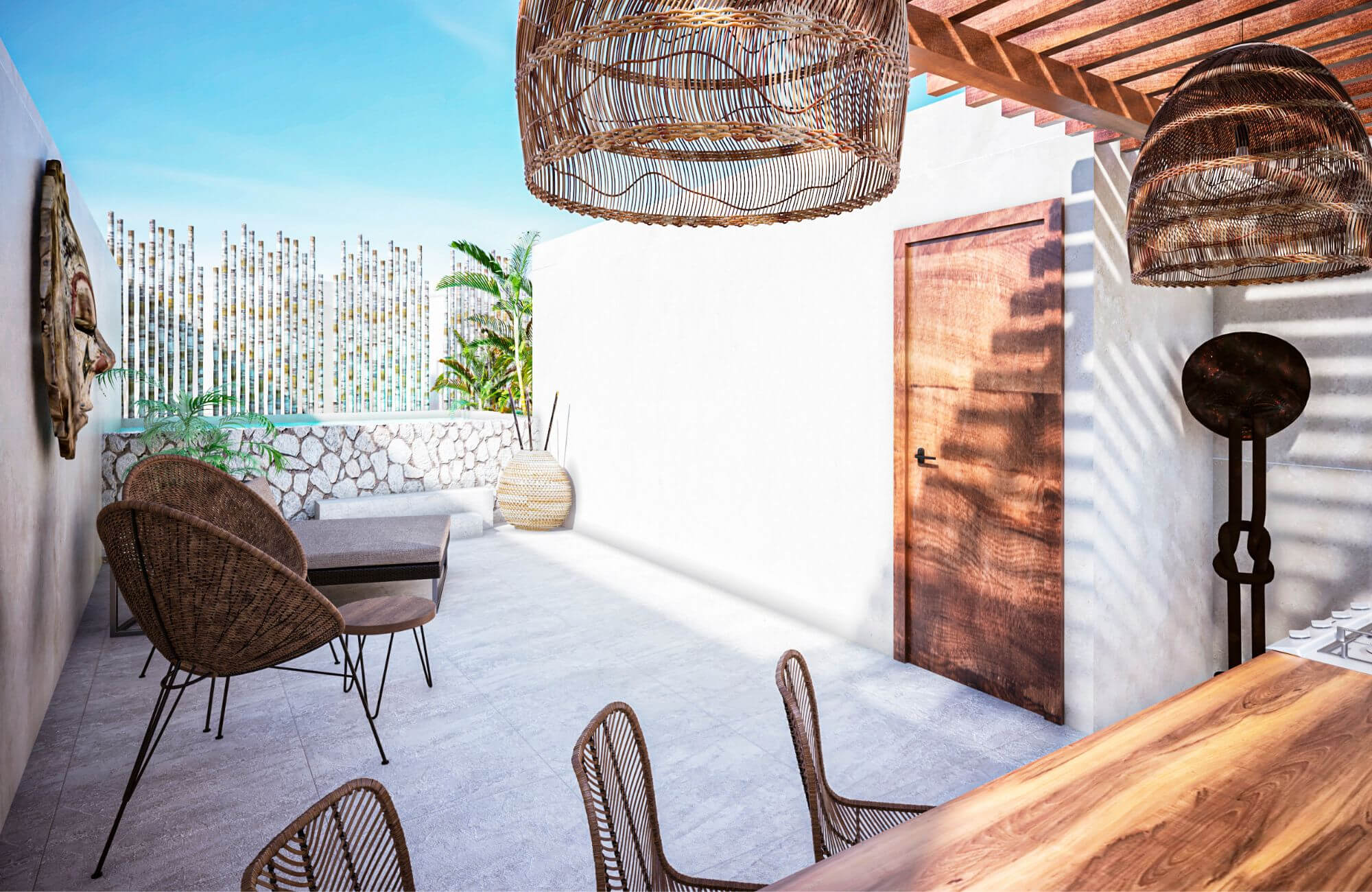 Eco-friendly penthouse, pool with multiple outdoor areas, green views, bicycle path to the beach and Hotel Zone, on Avenida Coba, for sale