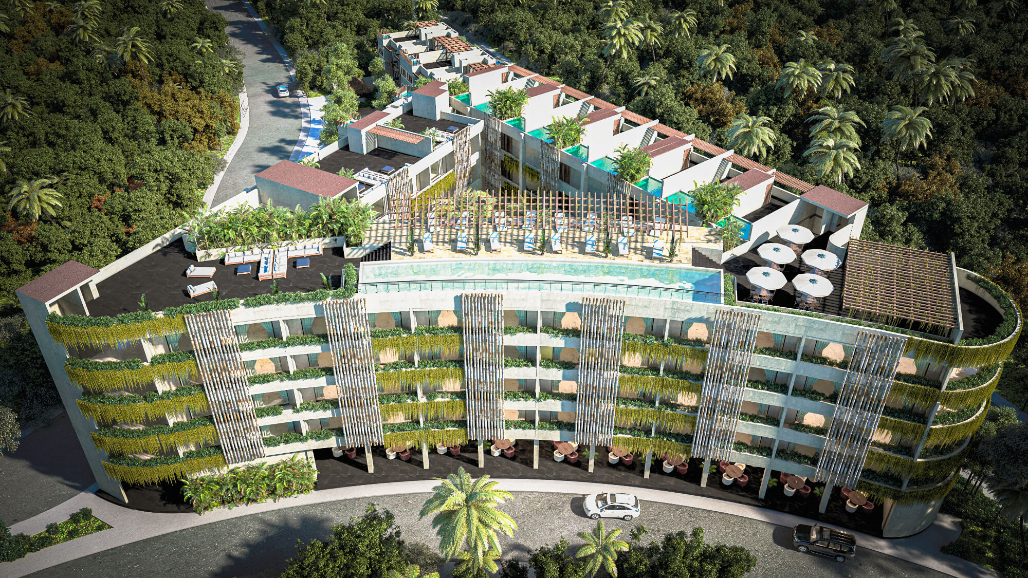 Eco-friendly penthouse, pool with multiple outdoor areas, green views, bicycle path to the beach and Hotel Zone, on Avenida Coba, for sale