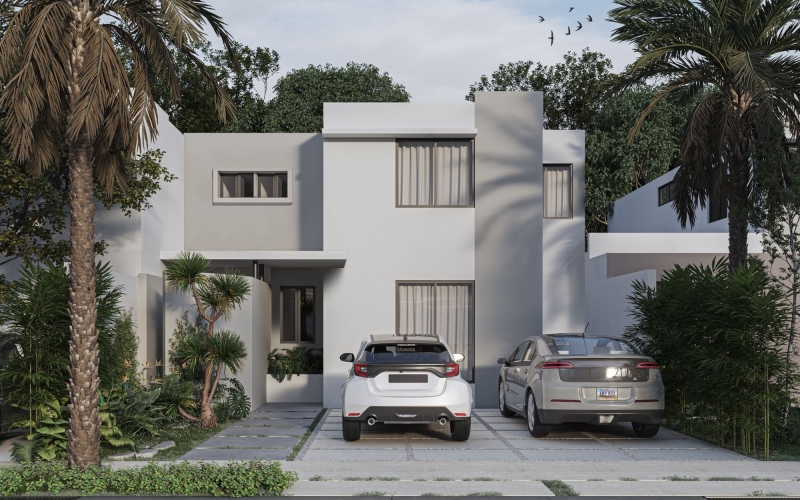 Casa 3 rec&aacute;maras en venta, doble altura, pre-construcci&oacute;n, CD Caucel, M&eacute;ridaida