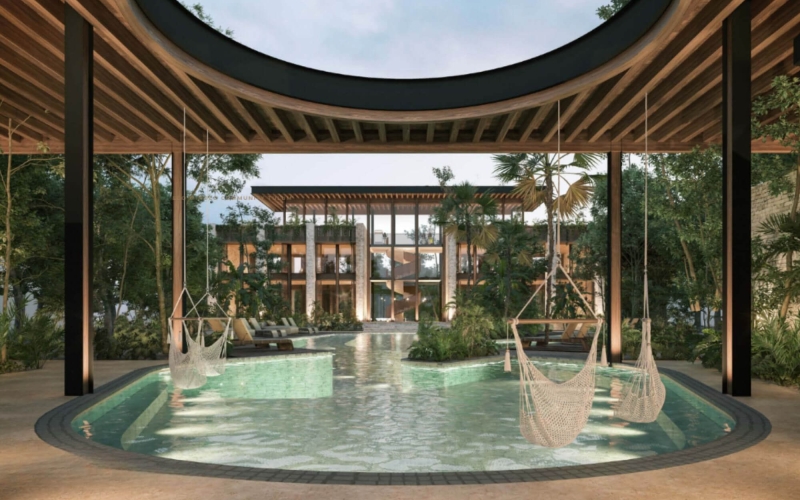 Land in a residential development with a pool, spa, and mini cinema for sale in Region 11, Tulum.