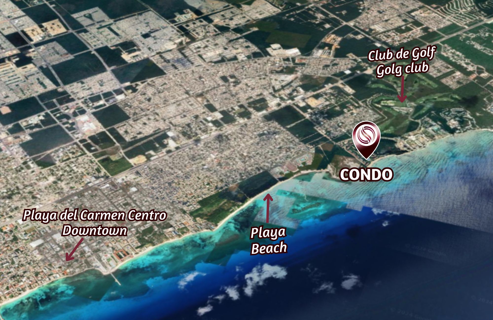 Golf-course view condo in The Village, for sale, Corasol, Playa del Carmen