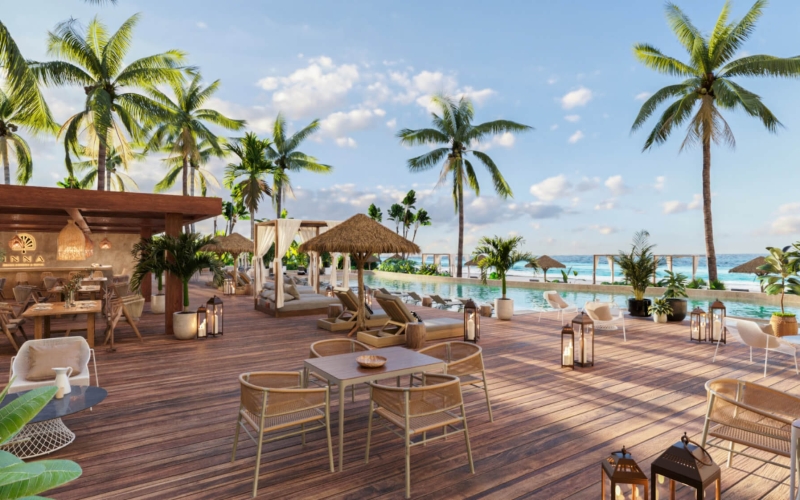 Loft con alberca privada, en venta, Frente al mar, Puerto Morelos.