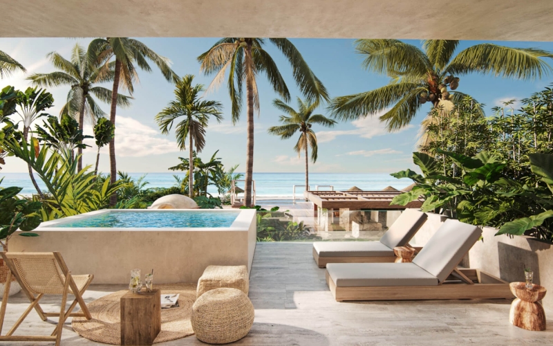 Loft with private pool and terrace, for sale, beachfront, Puerto Morelos.