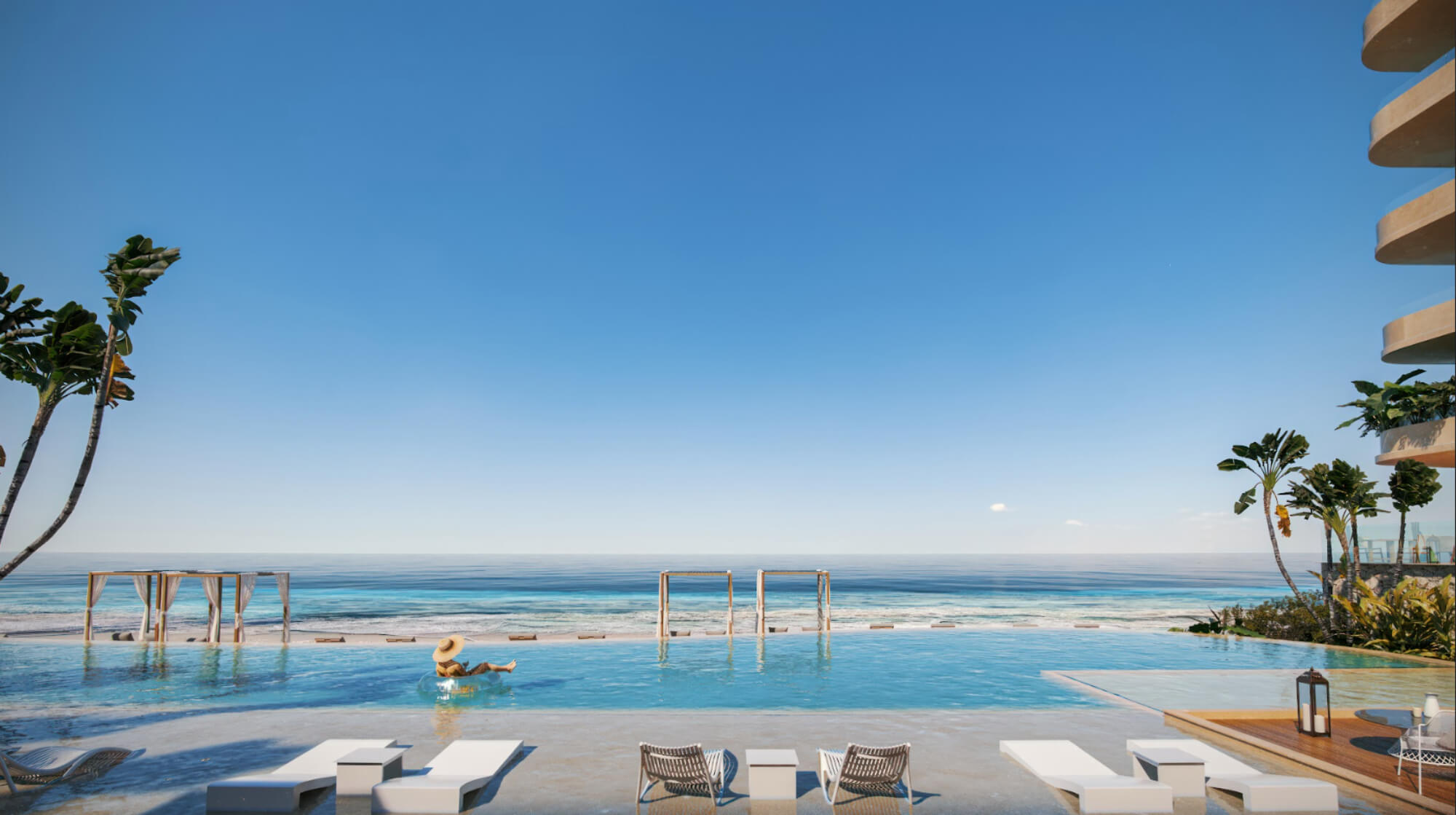 Beachfront condo with private Jacuzzi, furnished, pre-construction, for sale in Puerto Morelos.