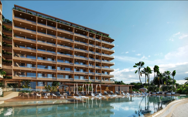 Apartment with private pool, for sale, beachfront, Puerto Morelos.