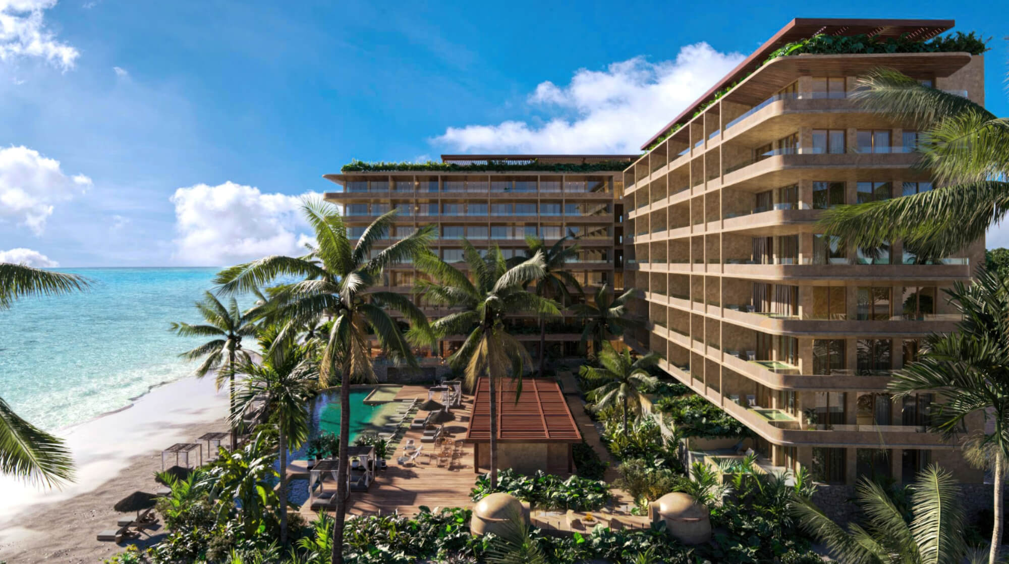 Condominio con alberca privada, en venta, Frente al mar, Puerto Morelos.