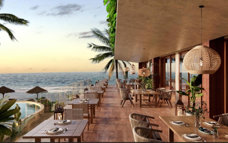 Condo con alberca privada, en venta, Frente al mar, Puerto Morelos.