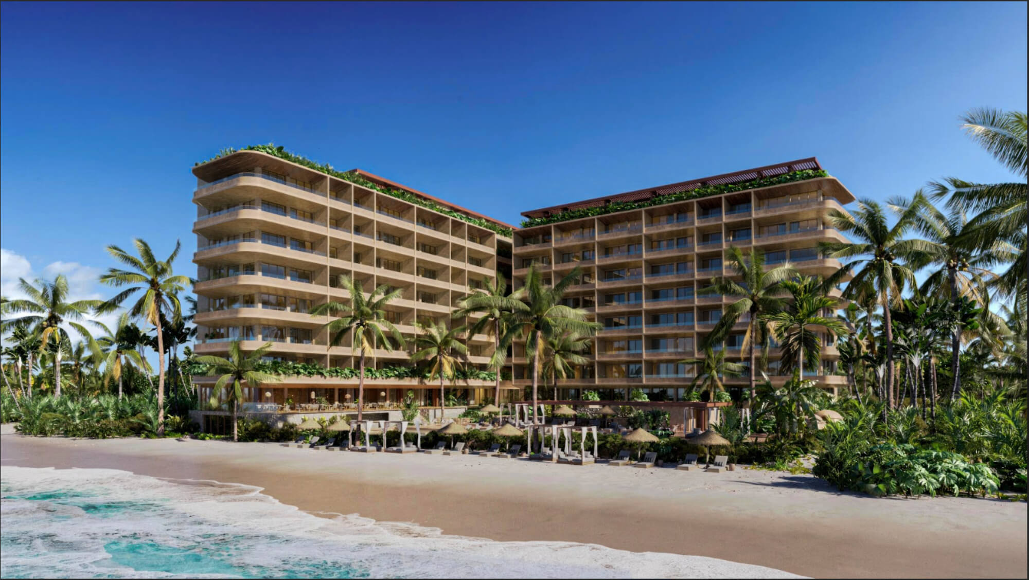 Oceanview condo for sale, swimming pool, gym, beachfront, Puerto Morelos.