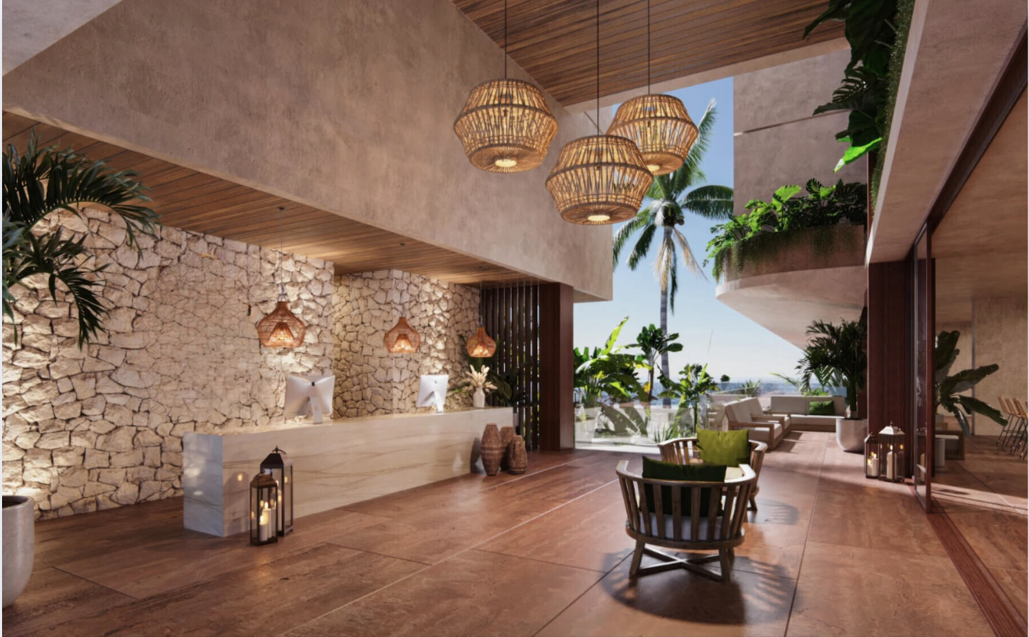 Ocean view penthouse, jacuzzis, lock off system, private beach, gym, pet area, and more pre-construction, Puerto Morelos for sale.