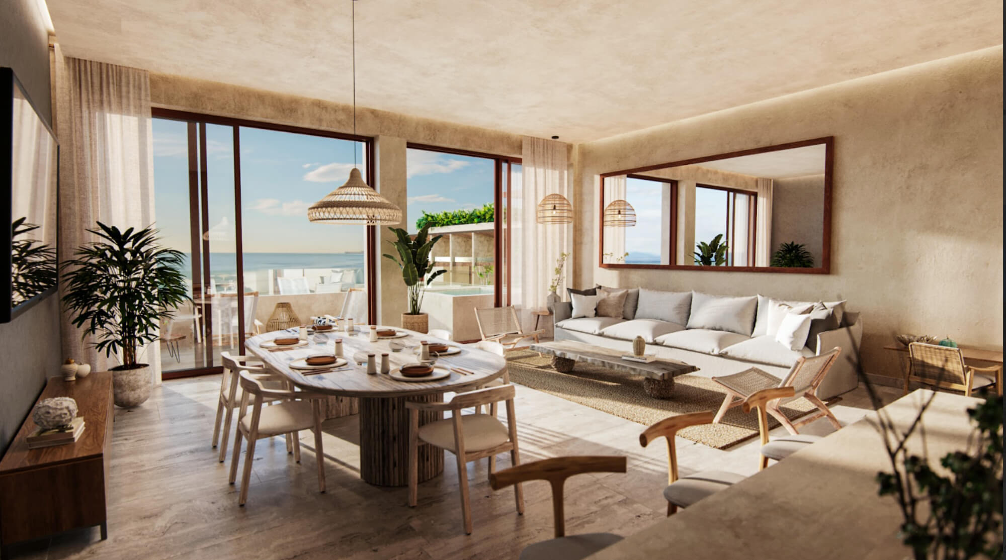 Ocean view penthouse, jacuzzis, lock off system, private beach, gym, pet area, and more pre-construction, Puerto Morelos for sale.