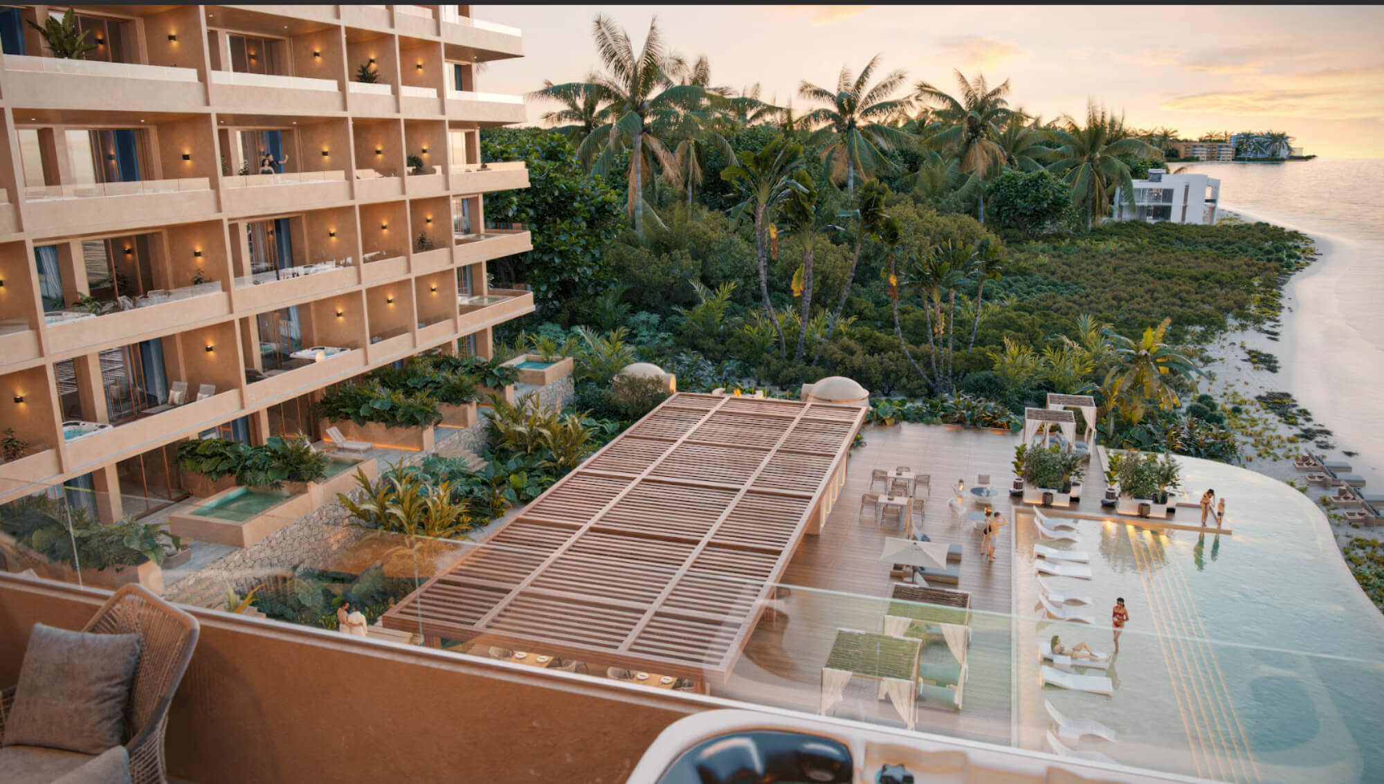 Condominium with private terrace, for sale, beachfront, Puerto Morelos.