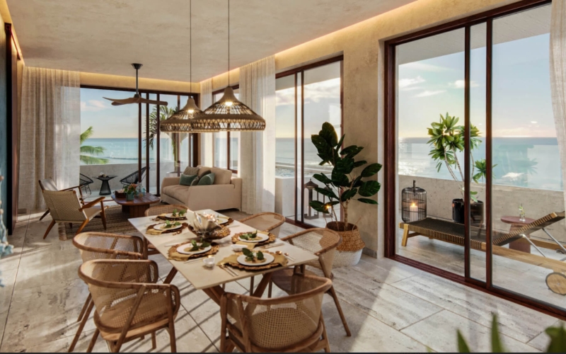 Condominium with private terrace, for sale, beachfront, Puerto Morelos.