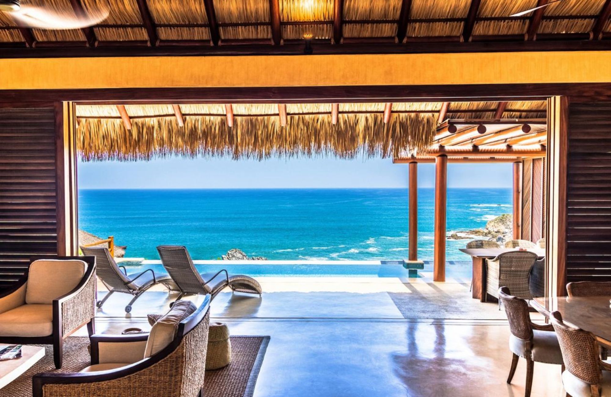 Luxury beachfront villa with ocean view, with Mezcal bar on the ground floor, zoned for commercial use for sale, La Bocana, Huatulco