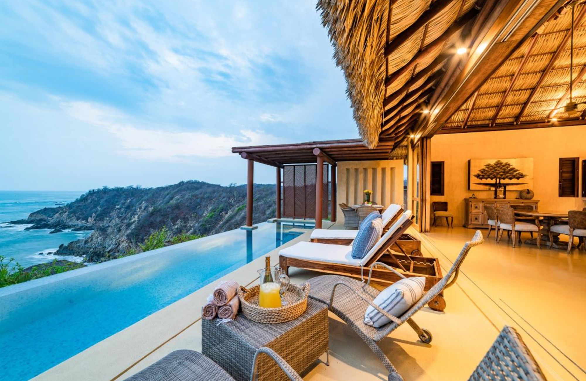 Luxury beachfront villa with ocean view, with Mezcal bar on the ground floor, zoned for commercial use for sale, La Bocana, Huatulco