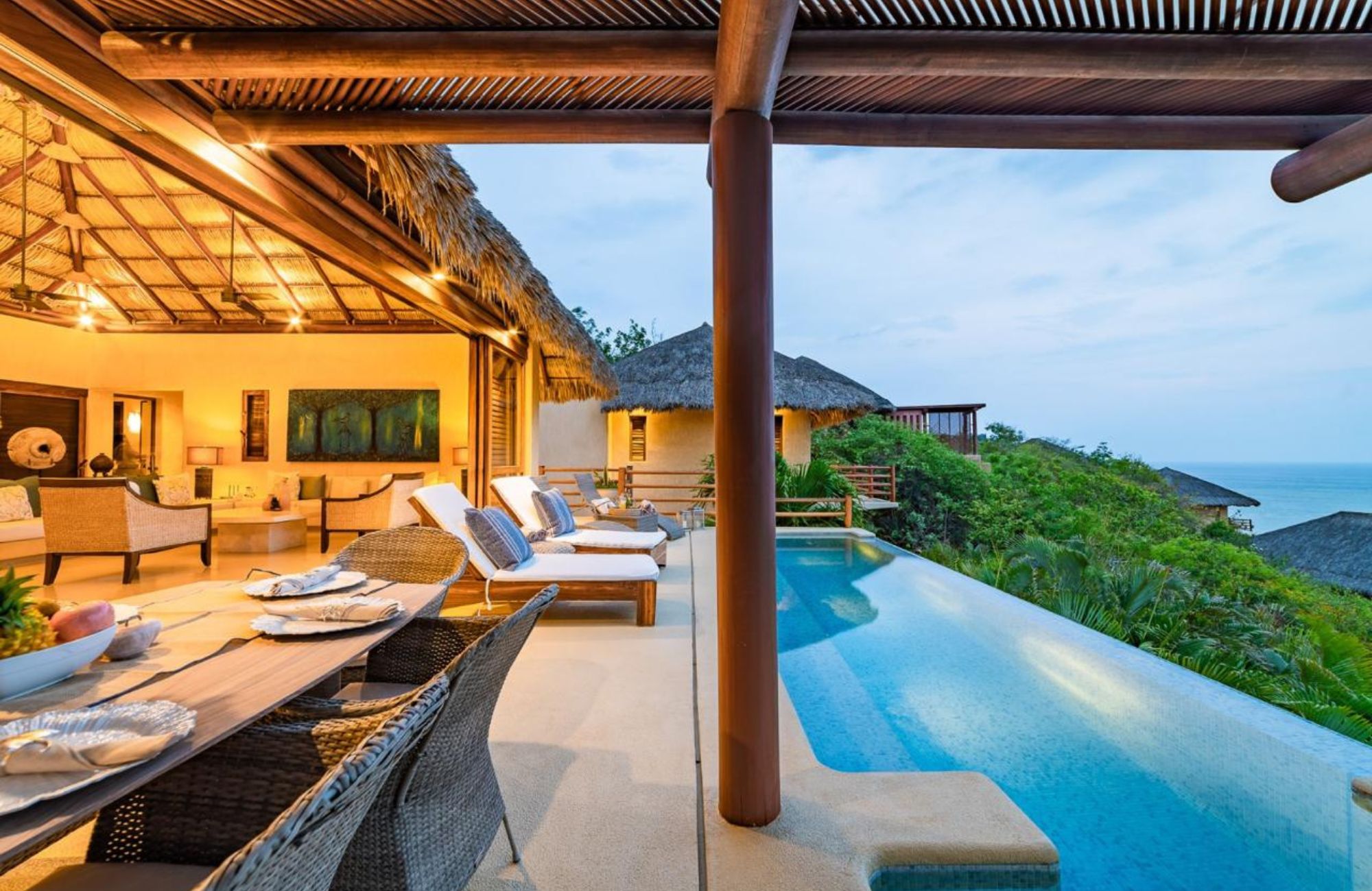 Luxury beachfront villa with ocean view, with Mezcal bar on the ground floor, zoned for commercial use for sale, La Bocana, Huatulco