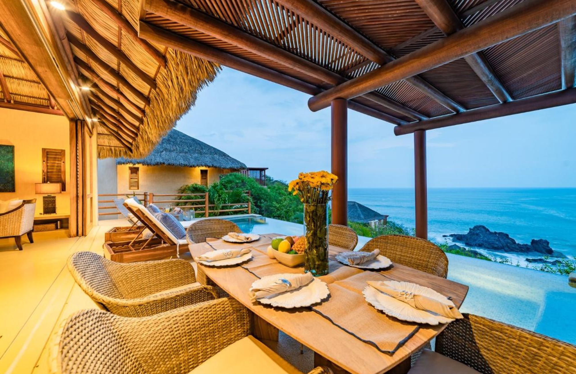 Luxury beachfront villa with ocean view, with Mezcal bar on the ground floor, zoned for commercial use for sale, La Bocana, Huatulco