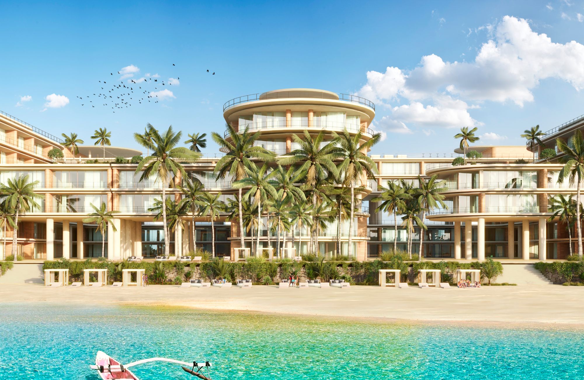 Golf course view condo surrounded by green with clubhouse, cenotes, beach club, parks, pre-construction-sale Playa del Carmen.