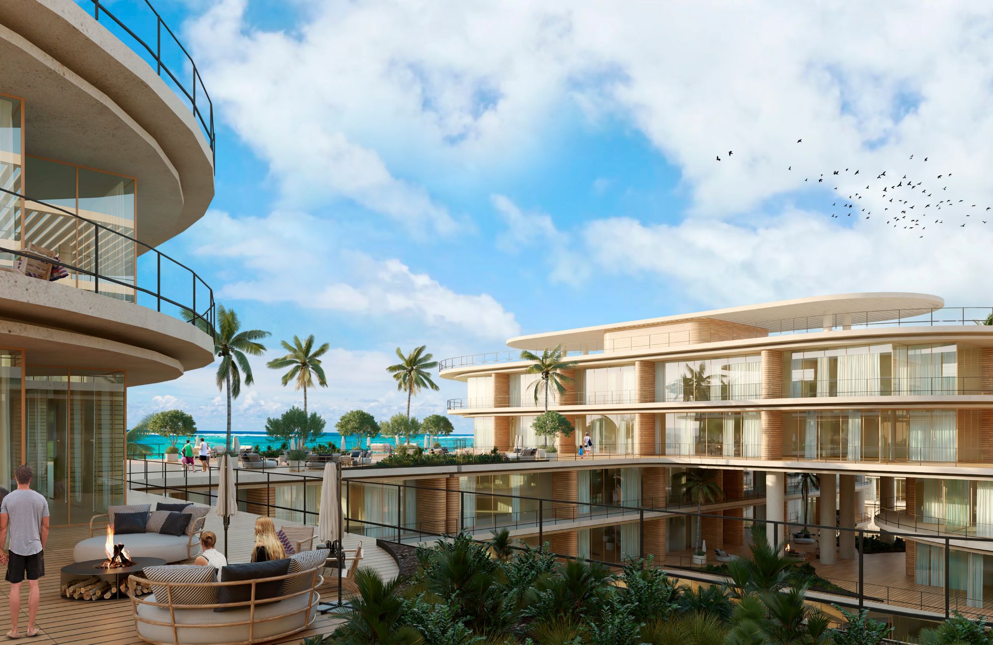 Golf course view condo surrounded by green with clubhouse, cenotes, beach club, parks, pre-construction-sale Playa del Carmen.